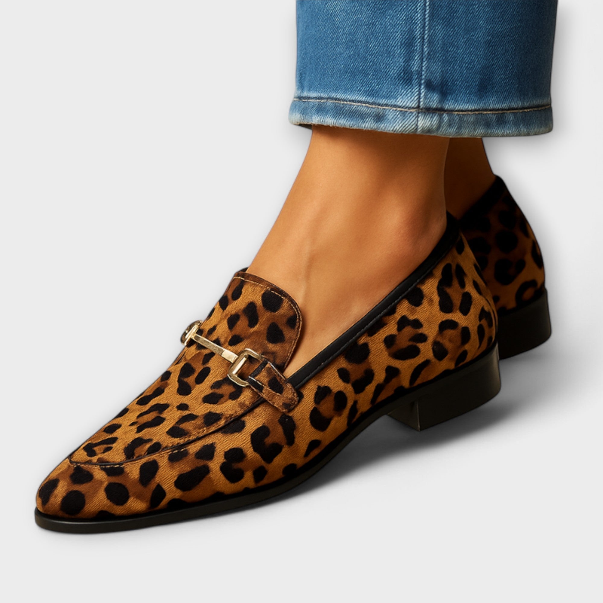 Rita Printed Loafers with Decorative Buckle